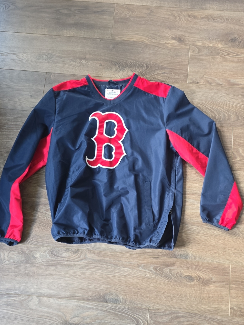 Men Navy & Red Boston 'B' Pullover Jacket